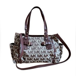 Brown Michael Kors logo cross body bag